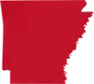 Red silhouette of the state of Arkansas